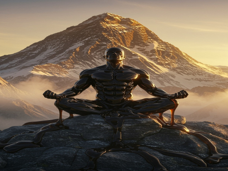 A,Majestic,Himalayan,Mountain,Glowing,At,Sunrise,,With,Dark,,Viscous