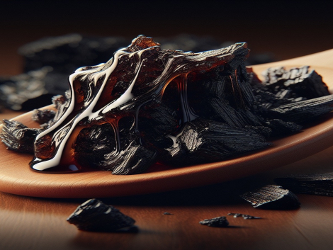 A,Close-up,Shot,Of,The,Shilajit,Resin,On,A,Wooden